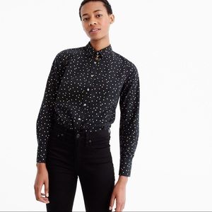 J Crew perfect shirt black with gold dots size 10